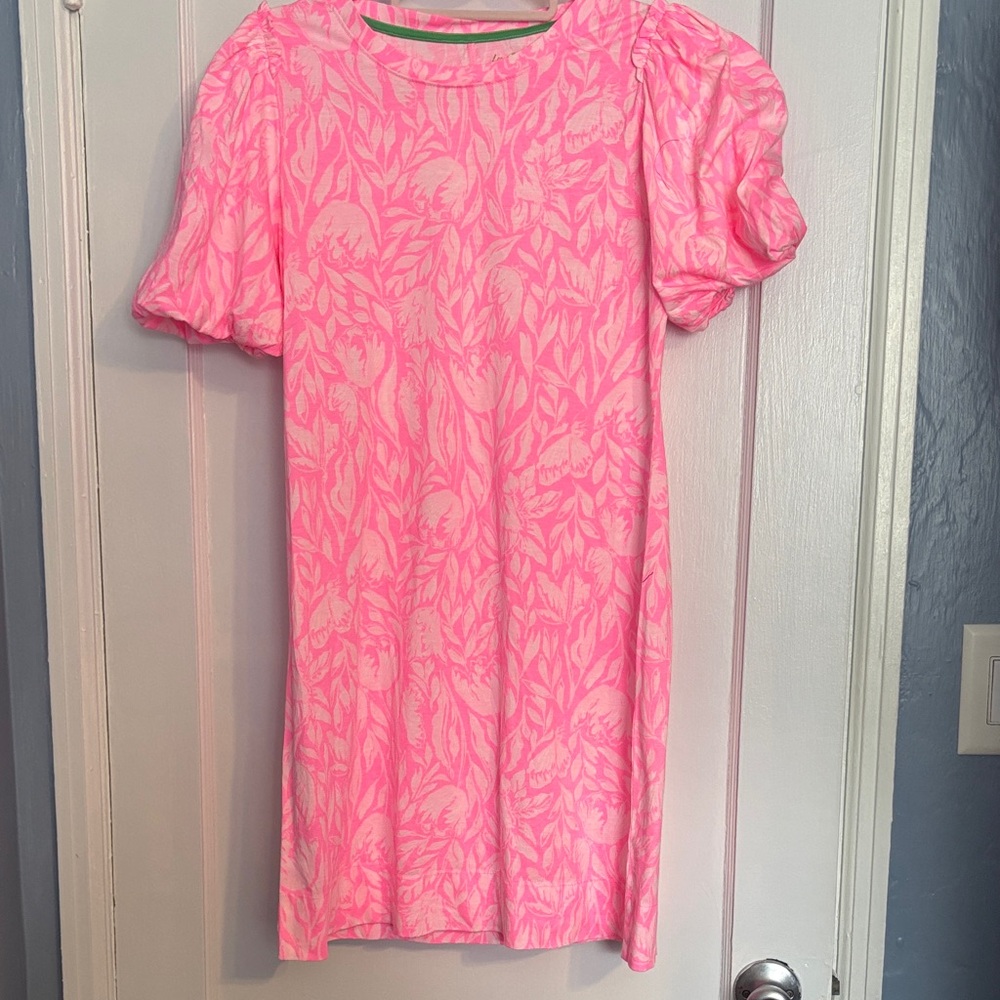 Pink Floral Puff Sleeve Dress